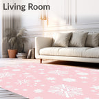 Pale Pink Falling Snowflakes Rug