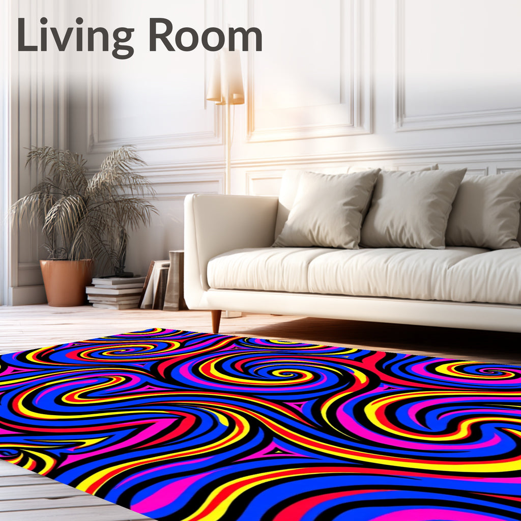 Vibrant Swirl Triangles Psychedelic Rug