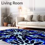 Radiant Blue Ice Crystal Mandala Rug