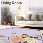Blush Rose Yellow Butterfly Garden Rug