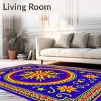 Vibrant Blue Starburst Medallion Rug