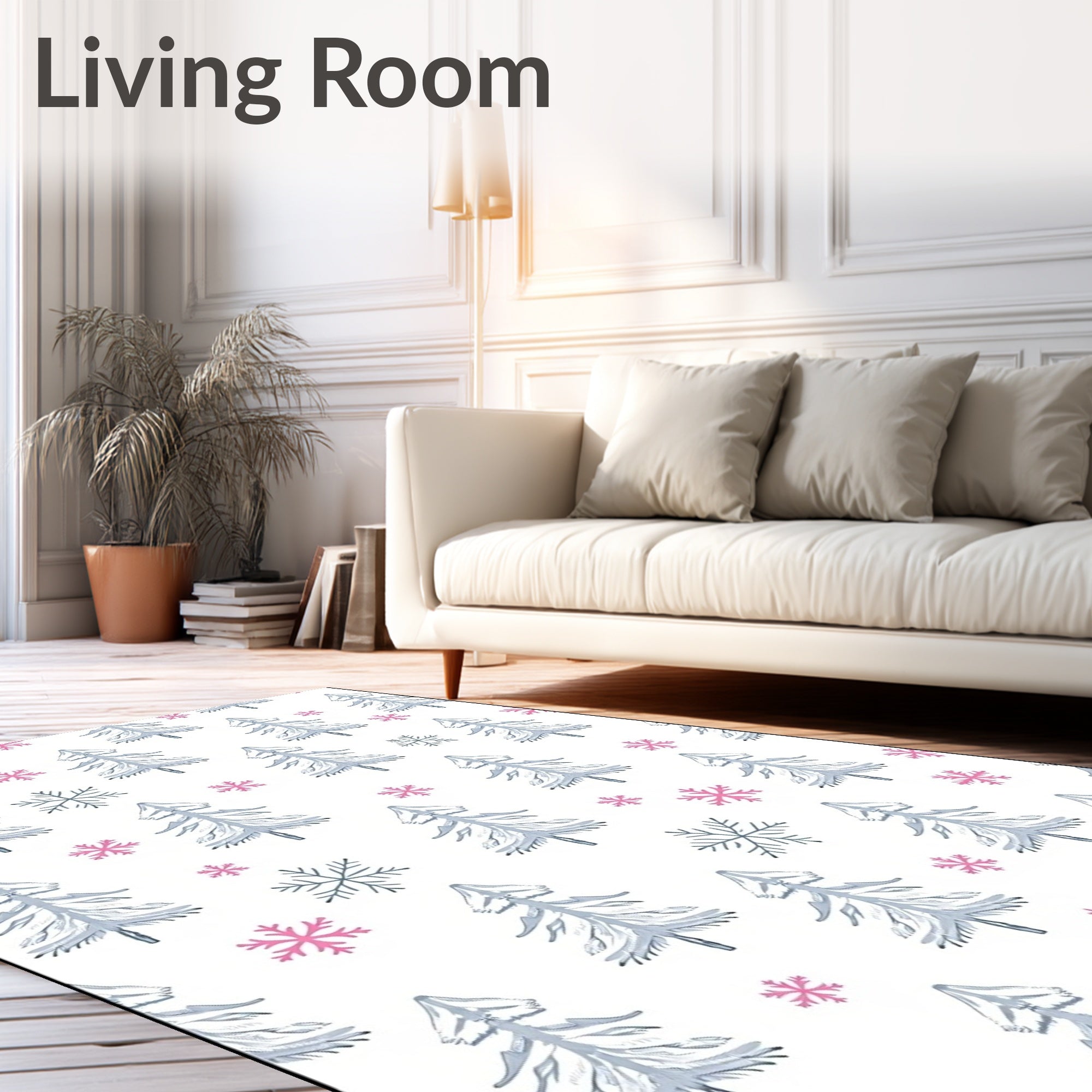 Whimsical Winter Snow Cute Trees Rug