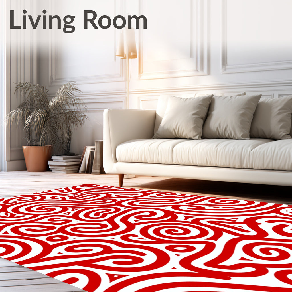 Crimson Swirls Organic Flow Rug