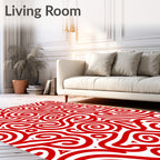 Crimson Swirls Organic Flow Rug