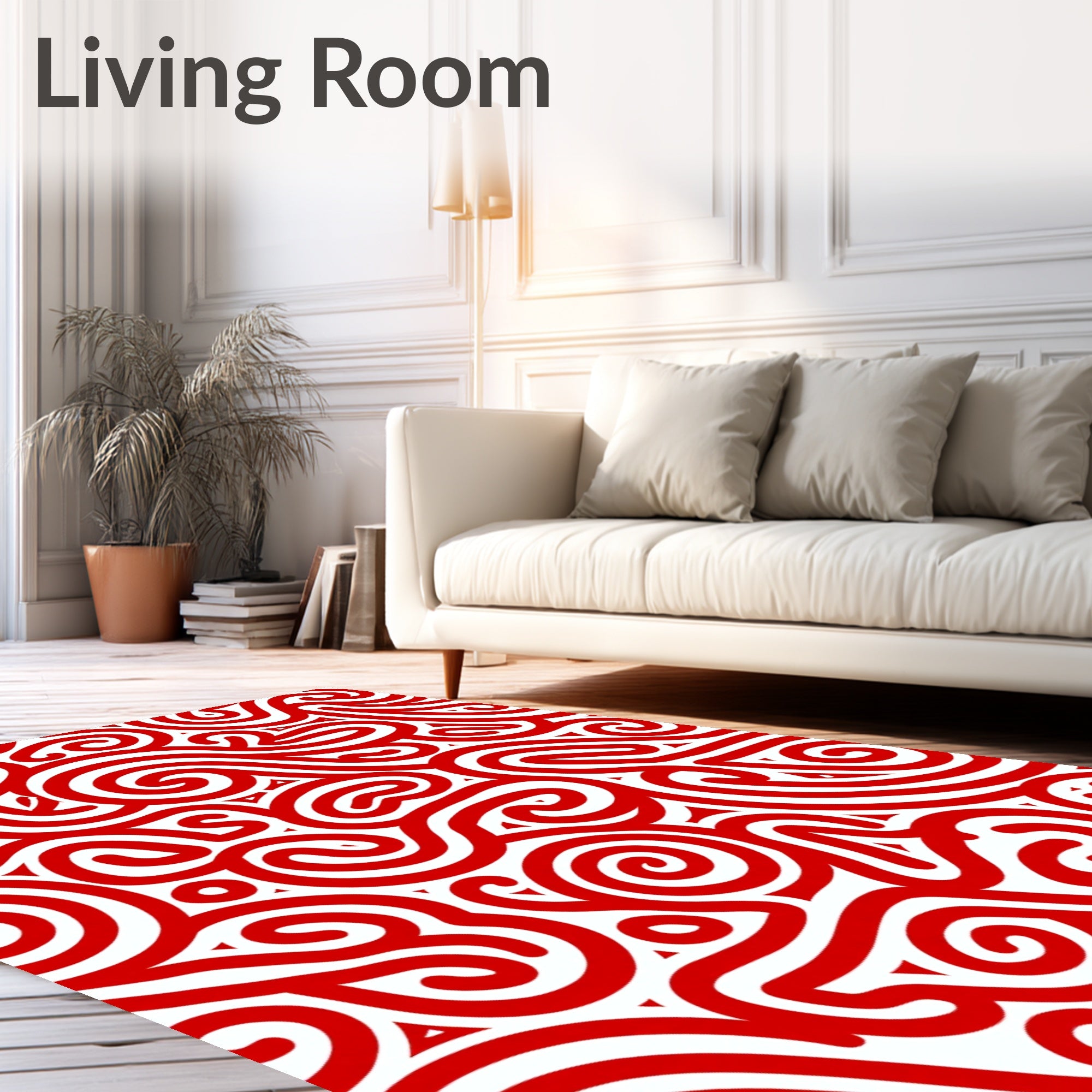 Crimson Swirls Organic Flow Rug