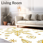 Golden Winter Snowflake Holiday Elements Rug