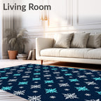 Navy Blue Starburst Floral Geometric Rug