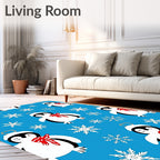 Charming Penguin Snowflake Holiday Ornament Rug