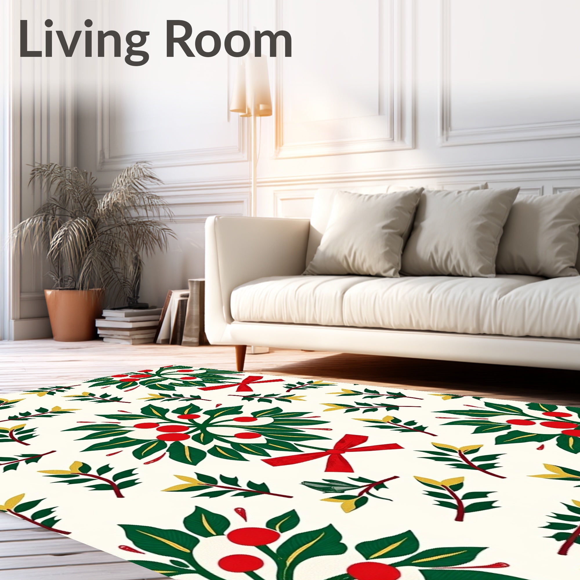 Red Green Berry Holiday Ribbon Rug