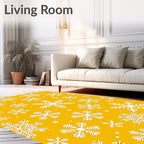 Golden Yellow Snowflake Cluster Rug