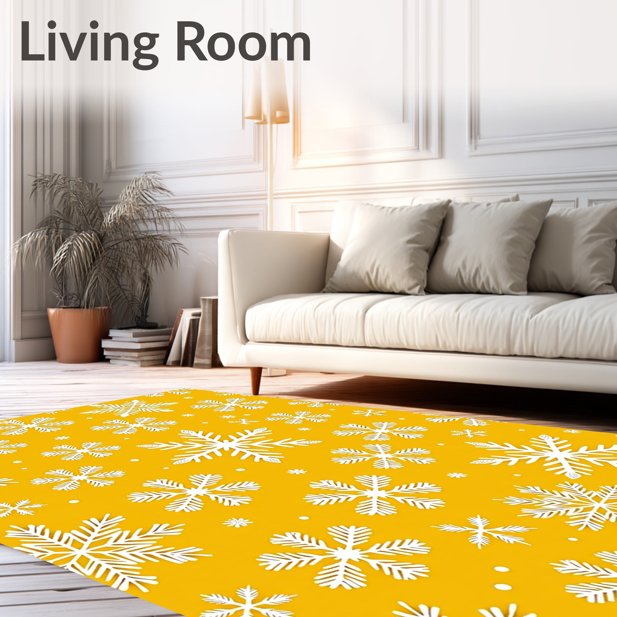 Golden Yellow Snowflake Cluster Rug