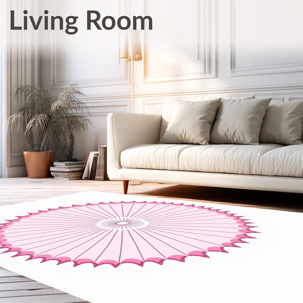 Pink Petal Radiating Mandala Rug