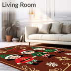 Christmas Elves With Holly And Snowflakes Rug