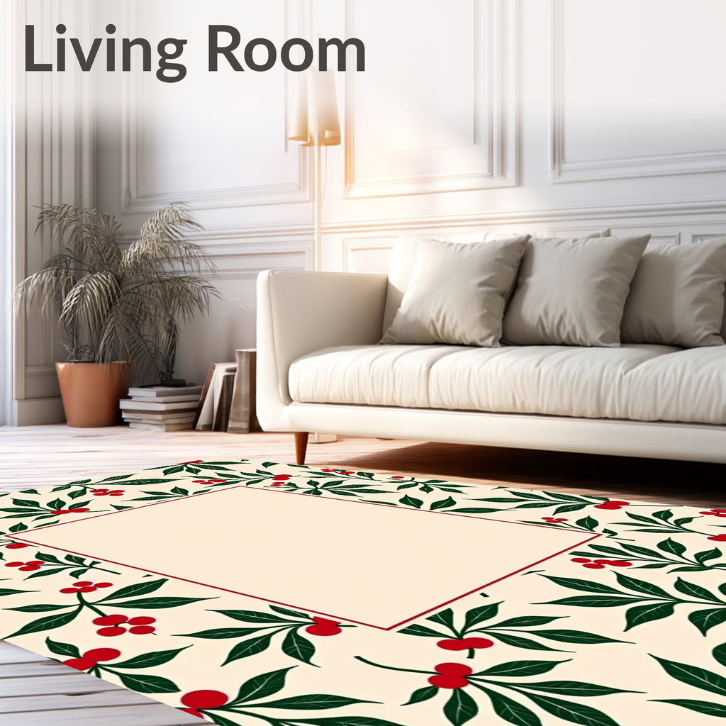 Crimson Berry Leafy Botanical Rug