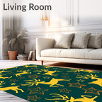 Golden Deer and Stars Forest Rug
