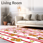 Red White Striped Gingerbread Friends Rug