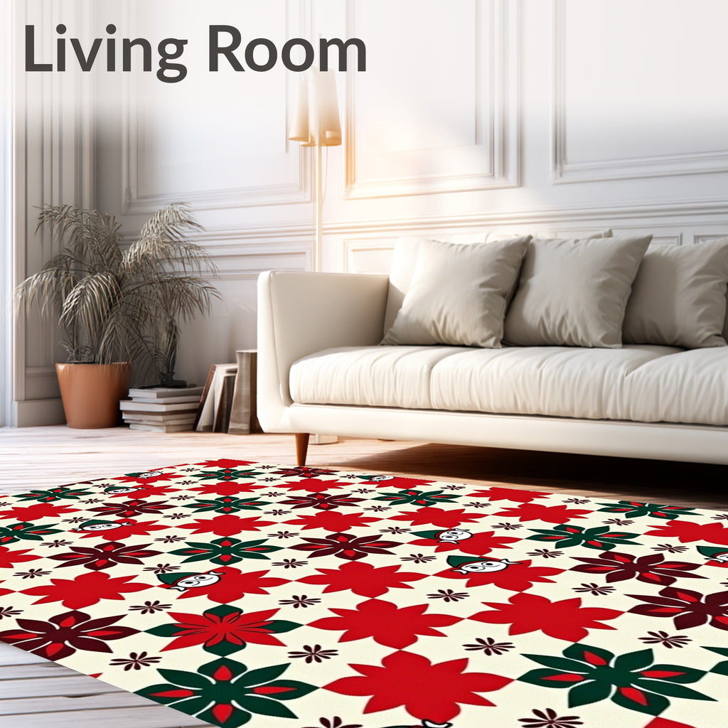 Red Green Festive Elf Floral Rug