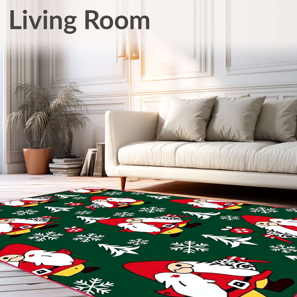 Festive Red Gnome Snowflake Forest Friends Rug