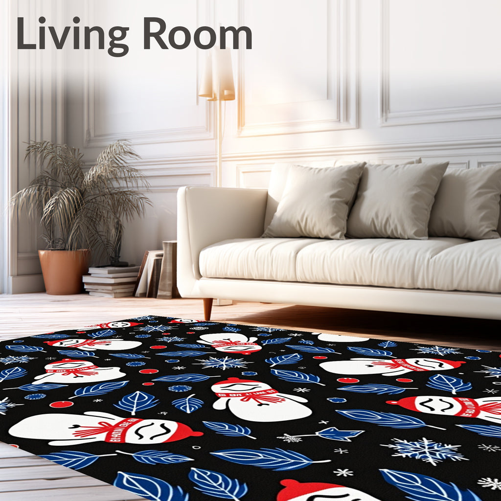 Whimsical Snowman Snowflake Garland Rug