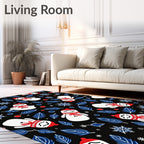 Whimsical Snowman Snowflake Garland Rug