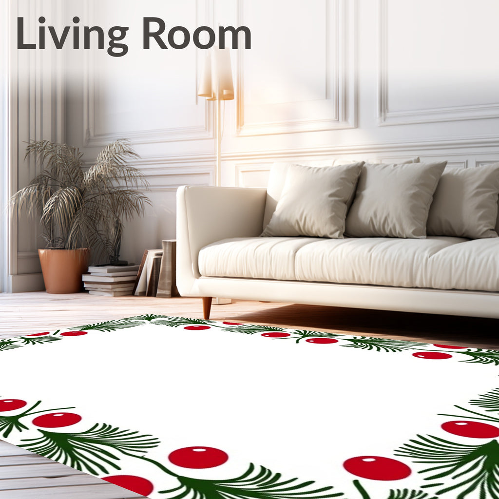 Deep Forest Green Berry Border Rug