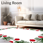 Deep Forest Green Berry Border Rug