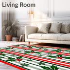 Festive Holly Berries Vertical Stripe Rug