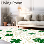Green Clover Vine and Dot Art Rug