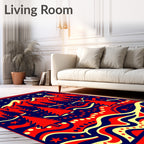 Bold Red Forest Night Mountains Rug