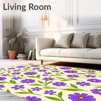 Purple Daisy Floral Meadow Rug