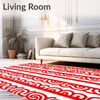 Crimson Vertical Swirl Border Rug