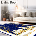 Winter Night Village Starry Sky Rug