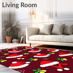 Crimson Santa Hats Holly Bells Repeating Rug