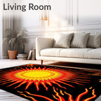 Fiery Sunburst Black Flame Rug