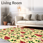 Cream Red White Holly Sprig Rug
