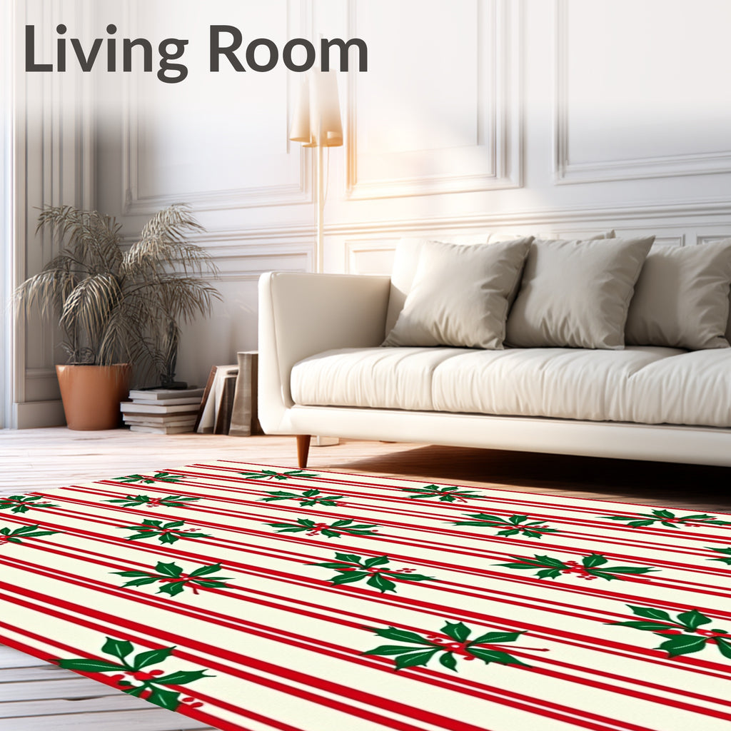 Red Green Holly Stripe Accent Rug