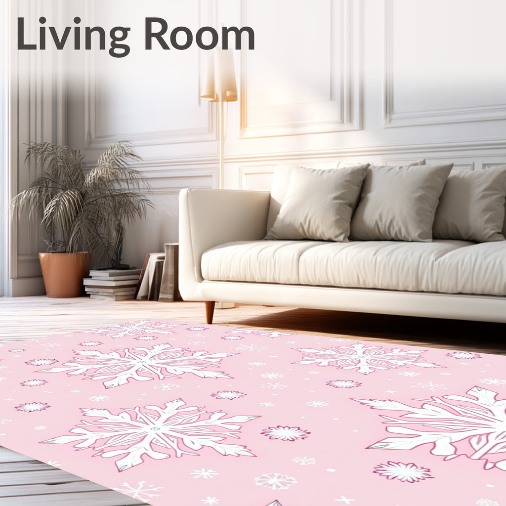Pink Snowflake Winter Wonderland Rug