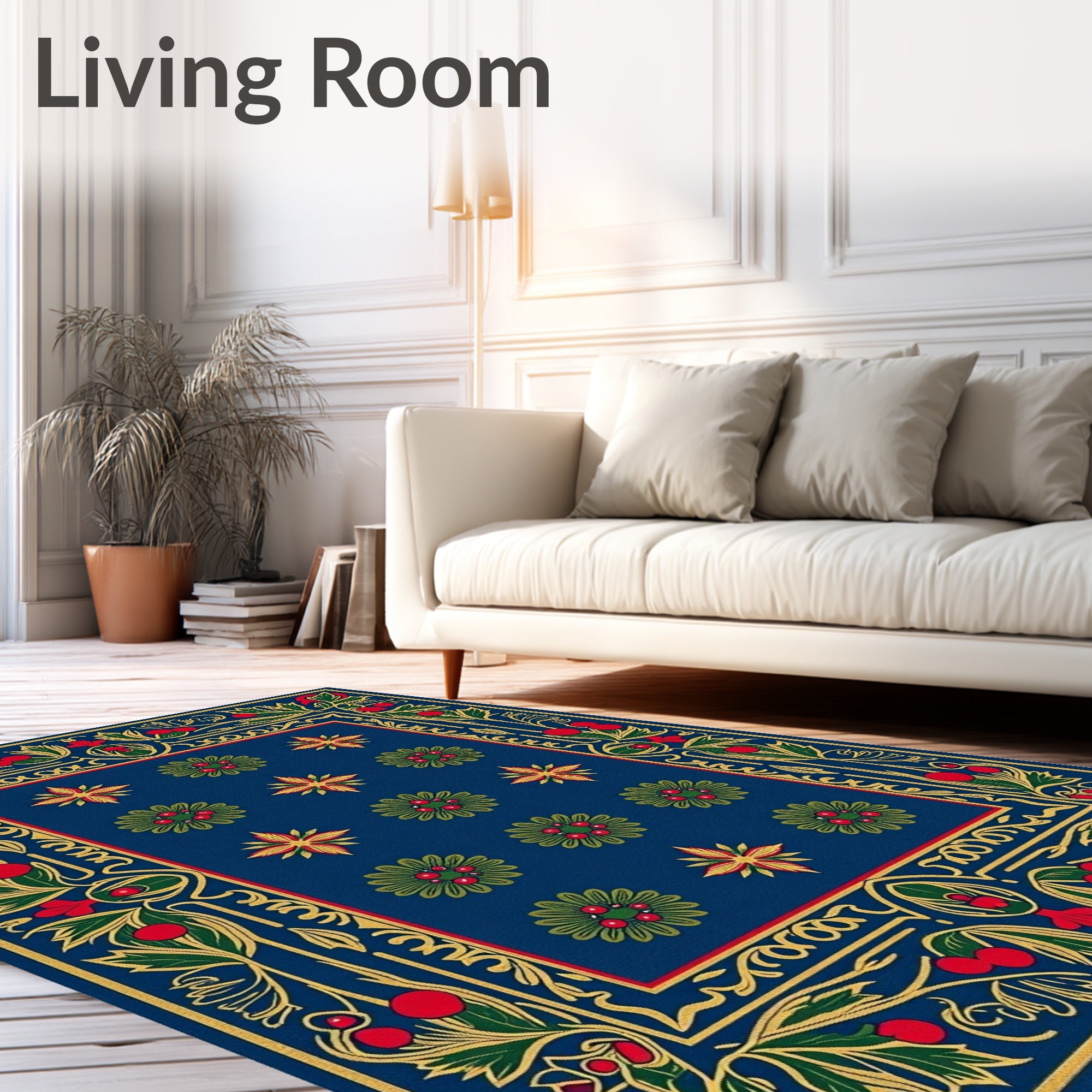 Royal Blue Garden Medallion Rug
