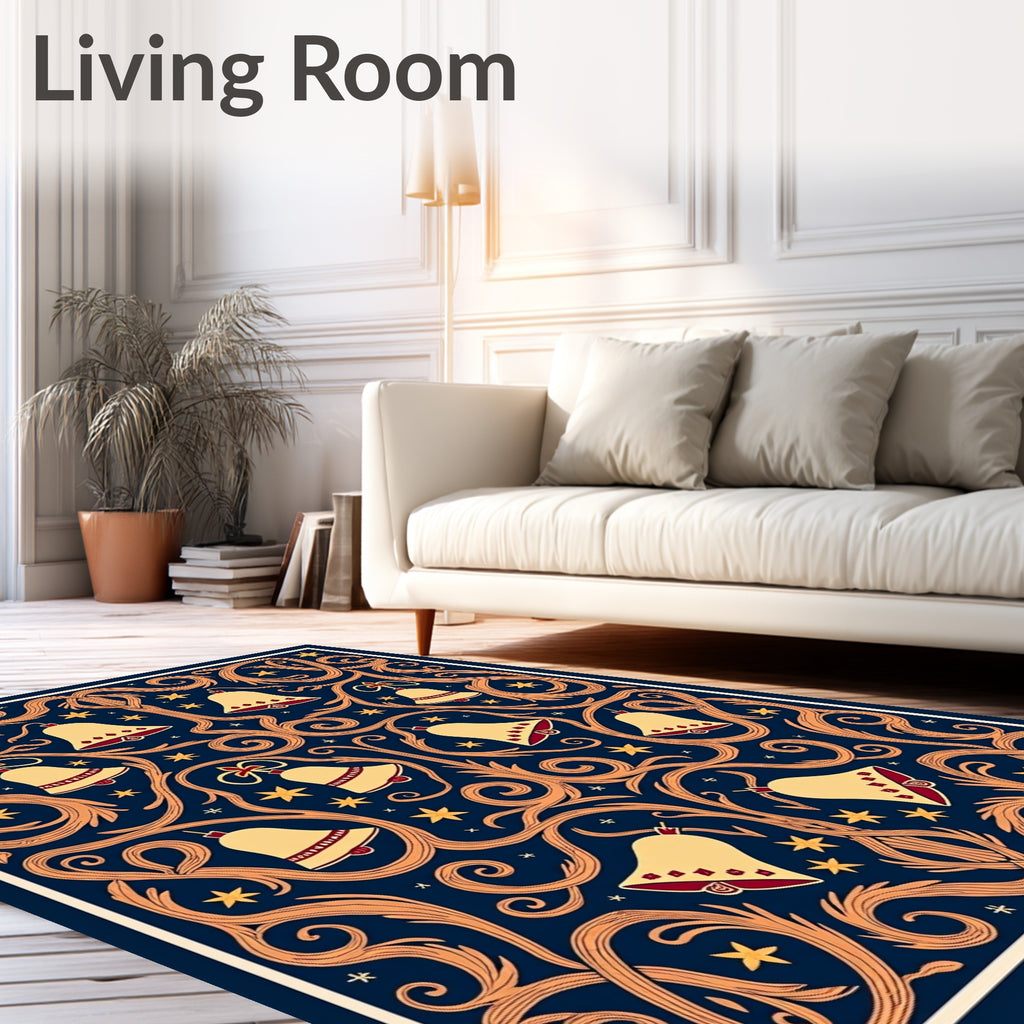 Golden Bells with Red Accents Swirl Rug