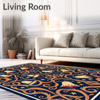 Golden Bells with Red Accents Swirl Rug