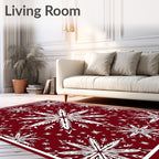 Crimson White Snowflake Array Rug