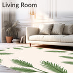 Green Fern Frond Border Rug