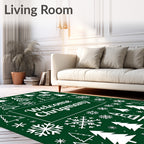 White Winter Holiday Trees Snowflake Rug