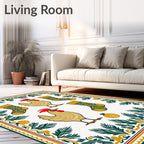 Golden Roosters And Green Swirl Stockings Rug