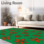 Vibrant Red Leafy Branches Rug