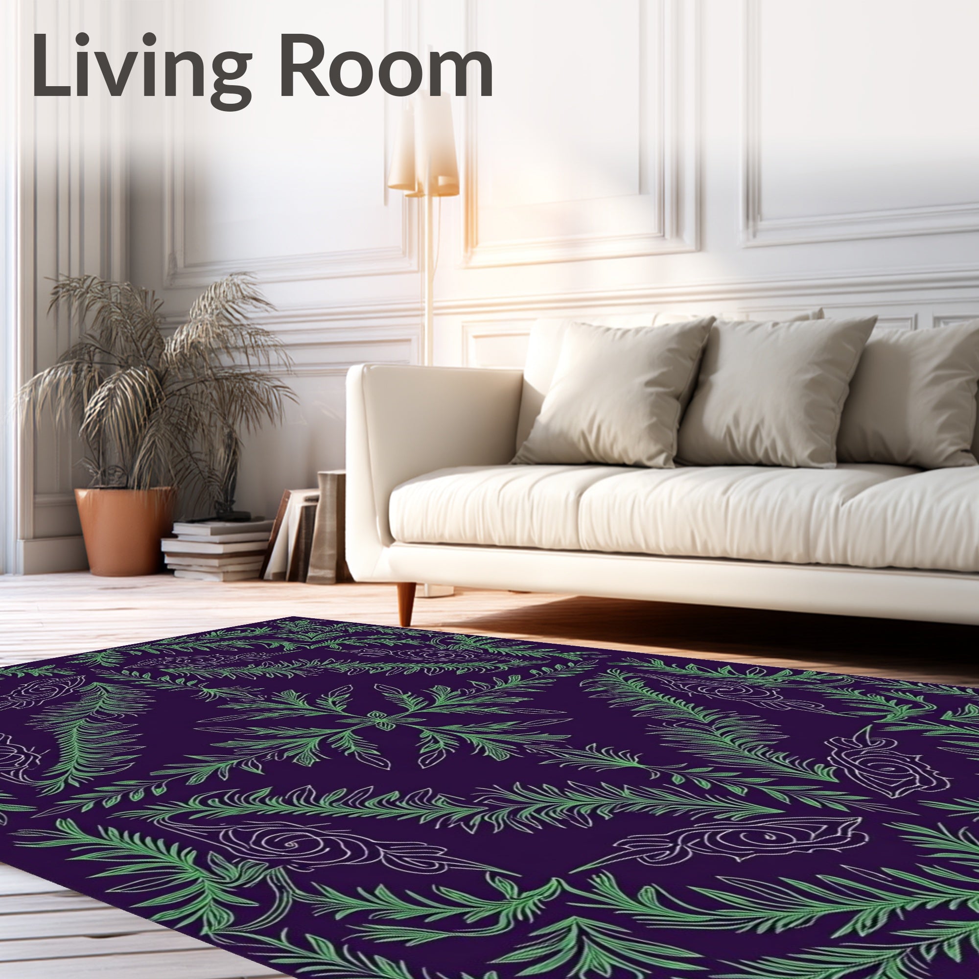 Emerald Fern Floral Medallion Rug