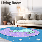 Crescent Moon Cat Sleeping Among Stars Rug