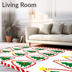 Red Green Christmas Tree Candy Cane Border Rug