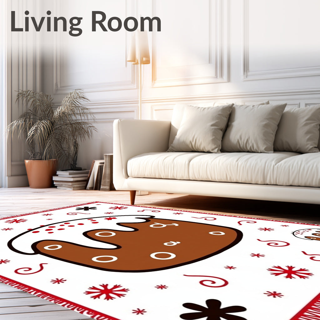 Christmas Cake Whimsical Red Border Rug