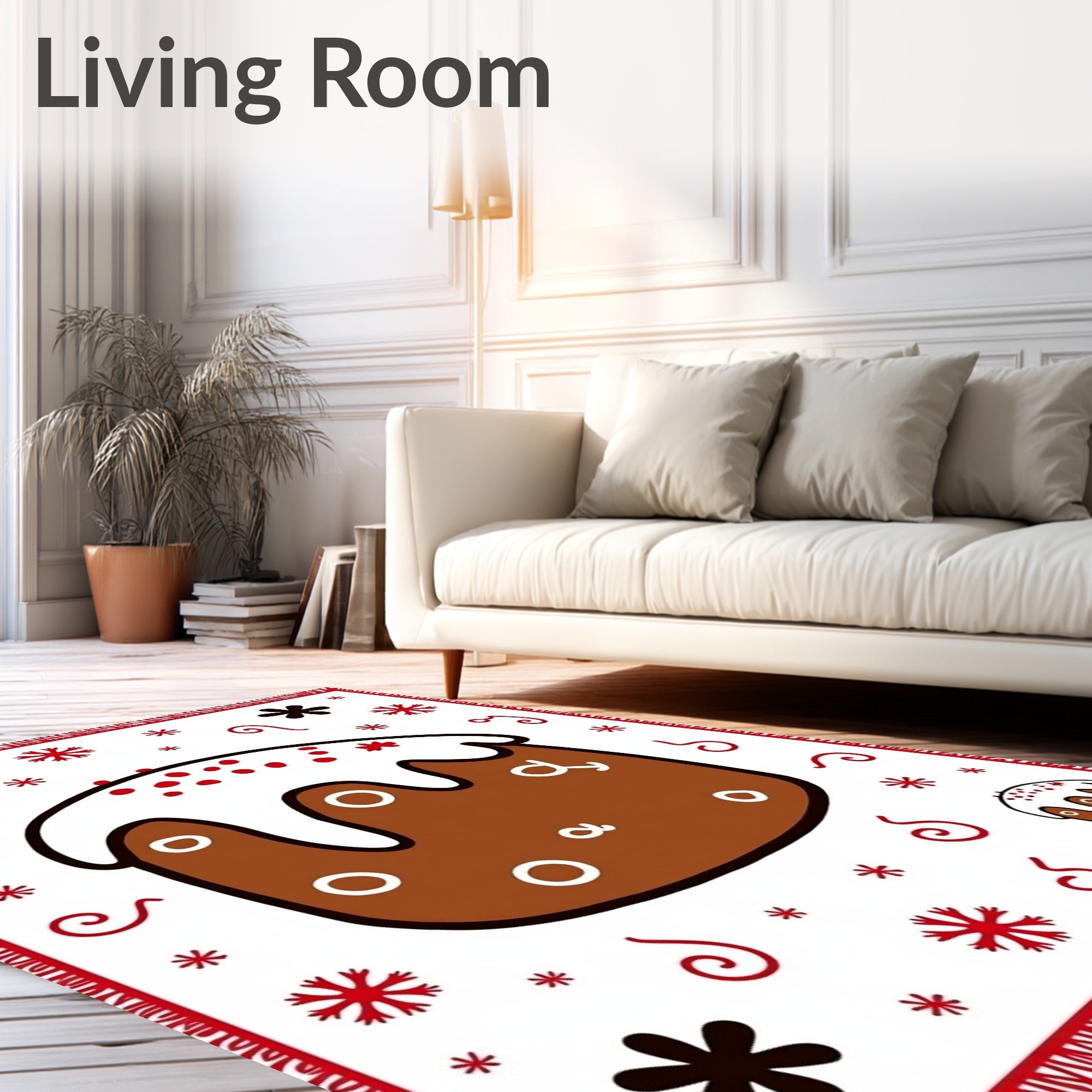 Christmas Cake Whimsical Red Border Rug